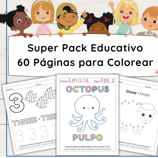 Super Pack Educativo – 60 Páginas para Colorear